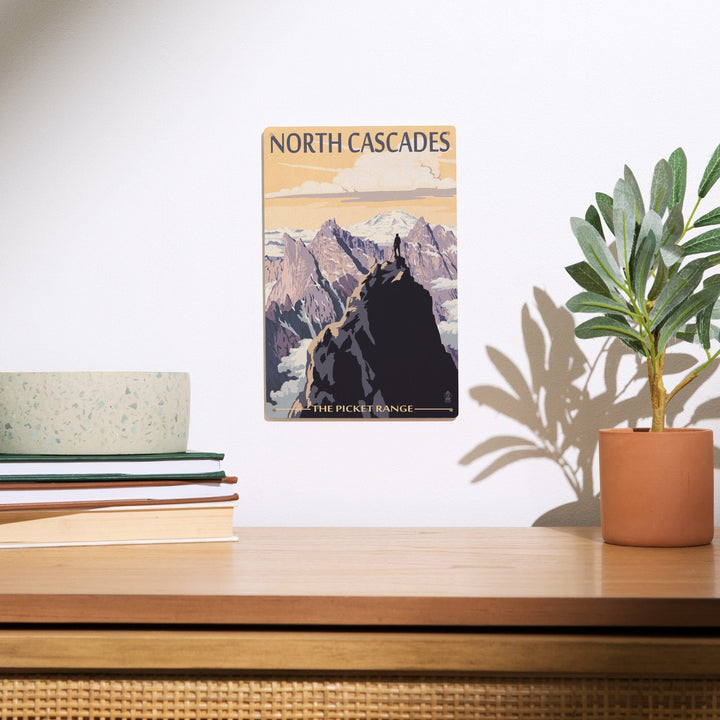 North Cascades, Washington, Mountain Peaks, Lantern Press Artwork, Wood Signs and Postcards Wood Lantern Press