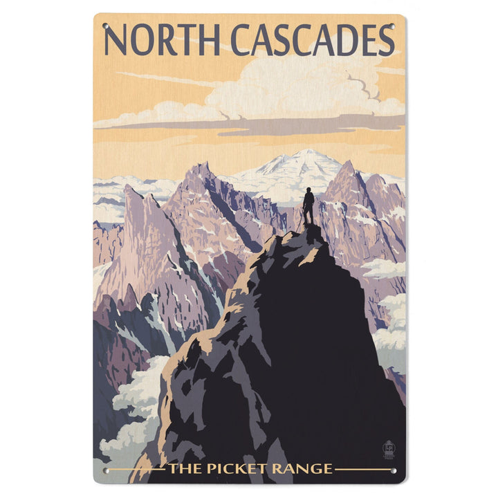 North Cascades, Washington, Mountain Peaks, Lantern Press Artwork, Wood Signs and Postcards Wood Lantern Press