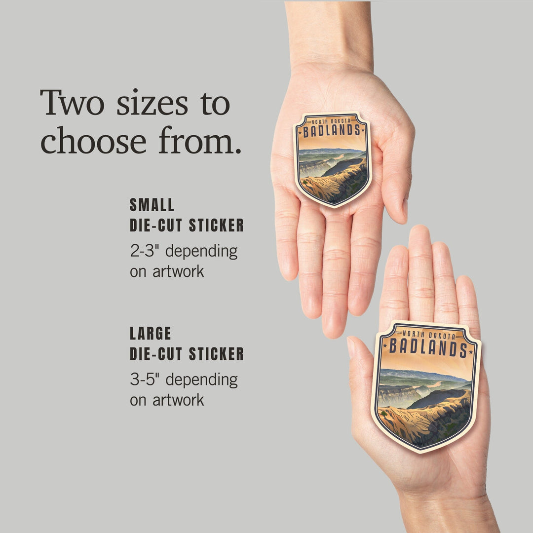 North Dakota Badlands, Lithograph, Contour, Vinyl Sticker Sticker Lantern Press