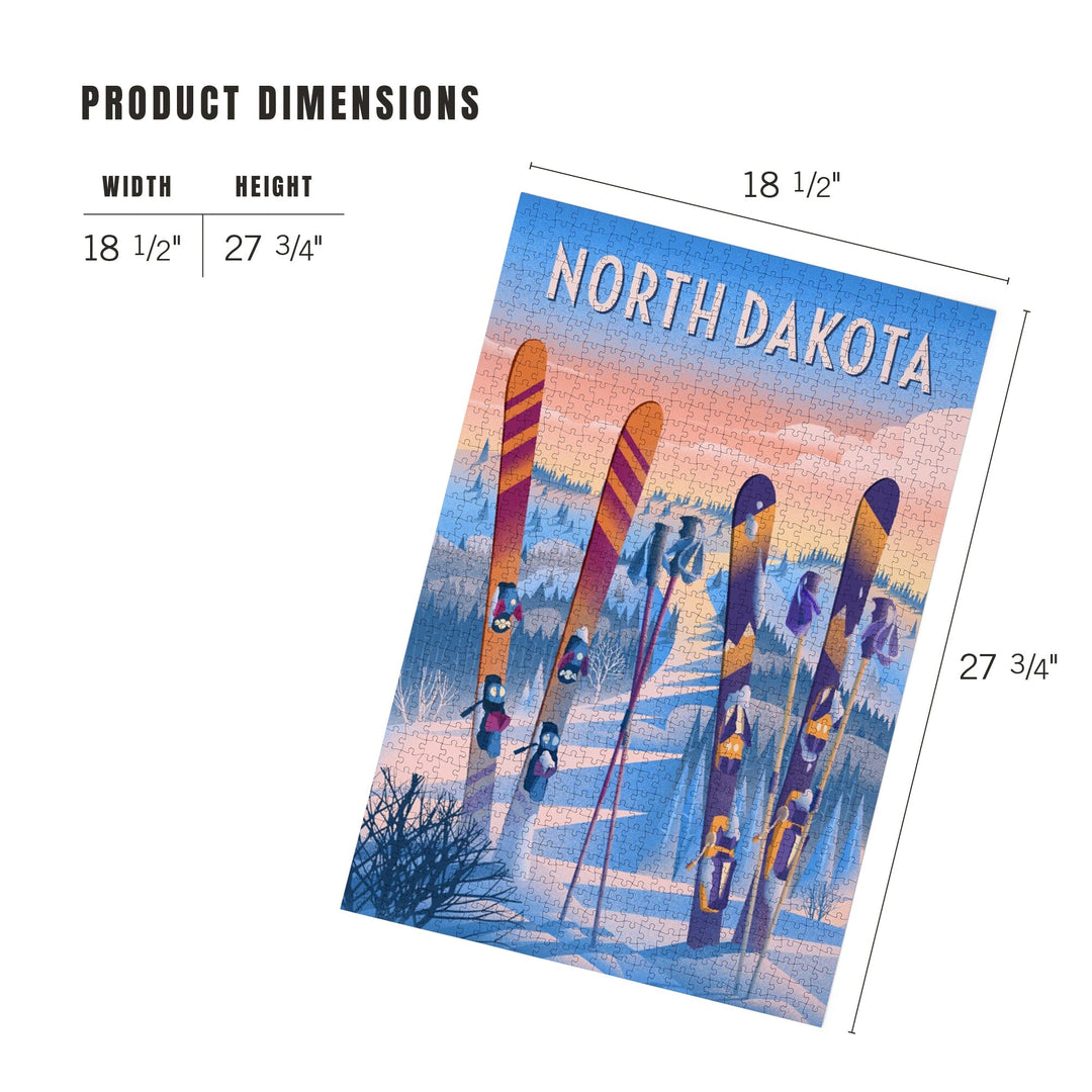 North Dakota, Prepare for Takeoff, Skis in Snowbank, Jigsaw Puzzle Puzzle Lantern Press