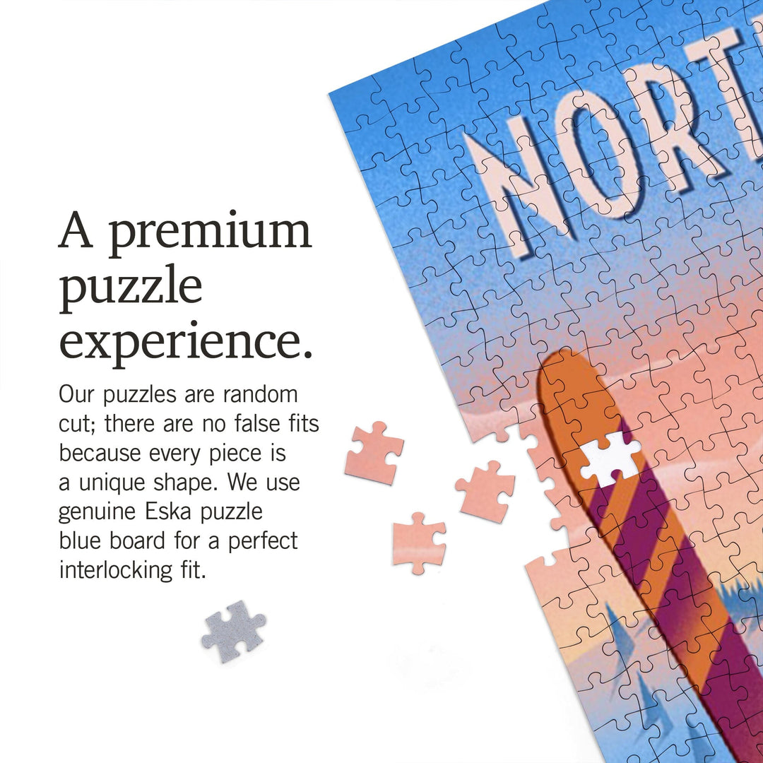 North Dakota, Prepare for Takeoff, Skis in Snowbank, Jigsaw Puzzle Puzzle Lantern Press