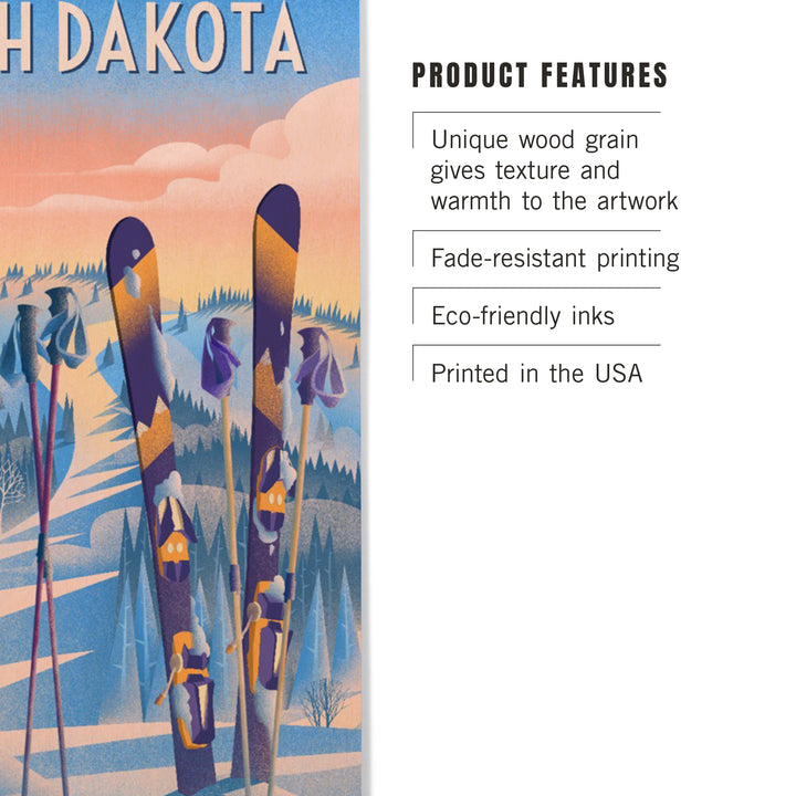 North Dakota, Prepare for Takeoff, Skis in Snowbank, Wood Signs and Postcards Wood Lantern Press