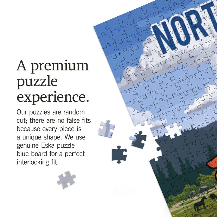 North Dakota, Signpost, Meadow, Jigsaw Puzzle Puzzle Lantern Press