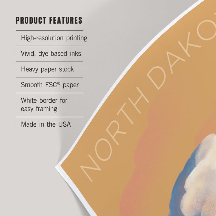 North Dakota, White-tailed Deer and Rain Cloud, Lithograph, Art & Giclee Prints Art Lantern Press