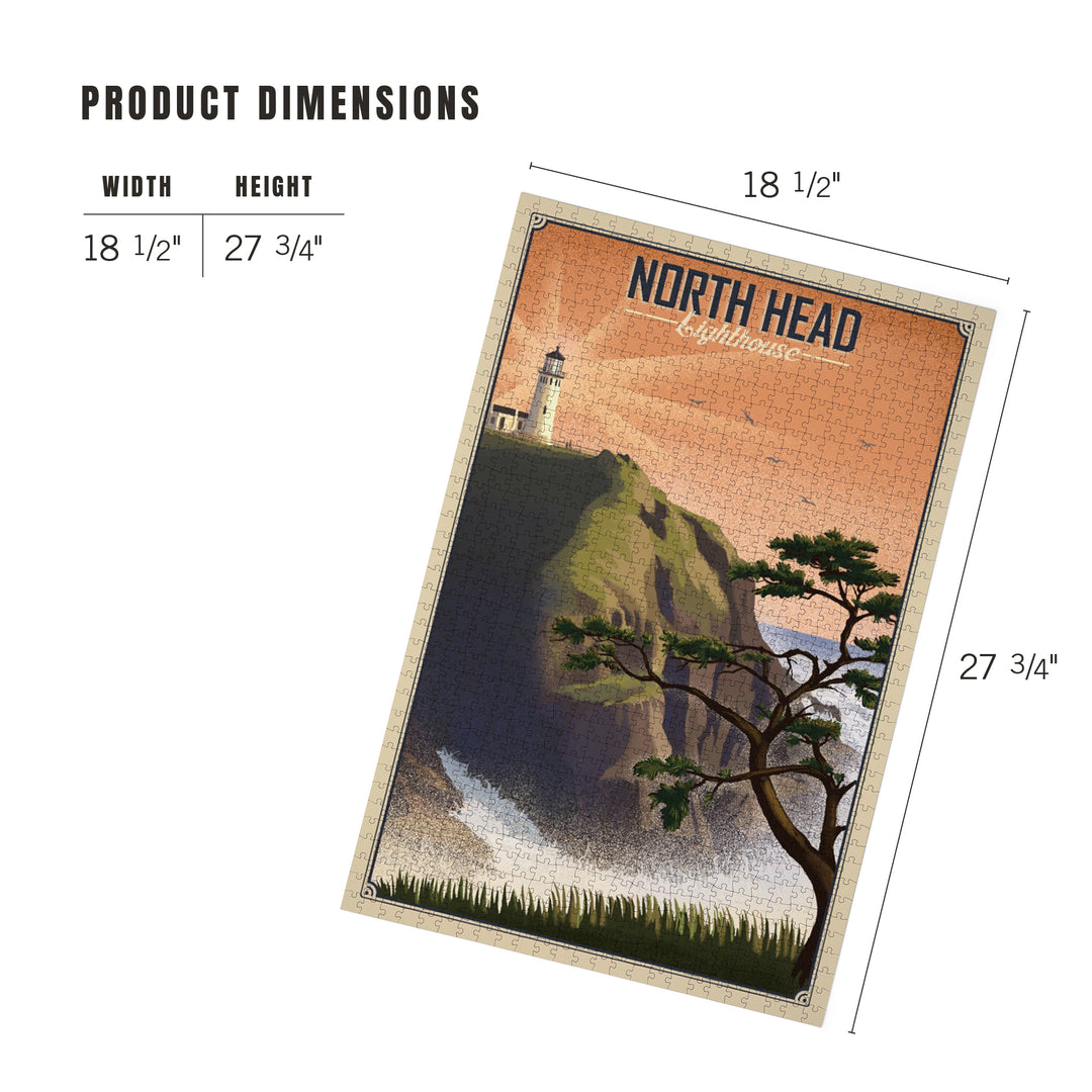 North Head Lighthouse, Lithograph, Jigsaw Puzzle Puzzle Lantern Press