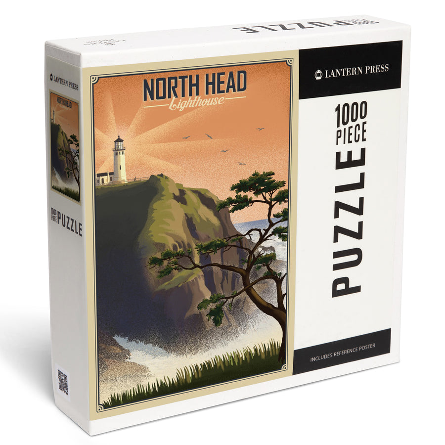 North Head Lighthouse, Lithograph, Jigsaw Puzzle Puzzle Lantern Press