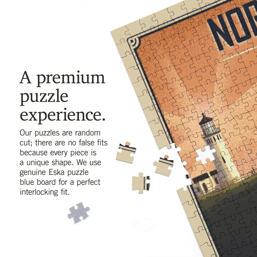 North Head Lighthouse, Lithograph, Jigsaw Puzzle Puzzle Lantern Press