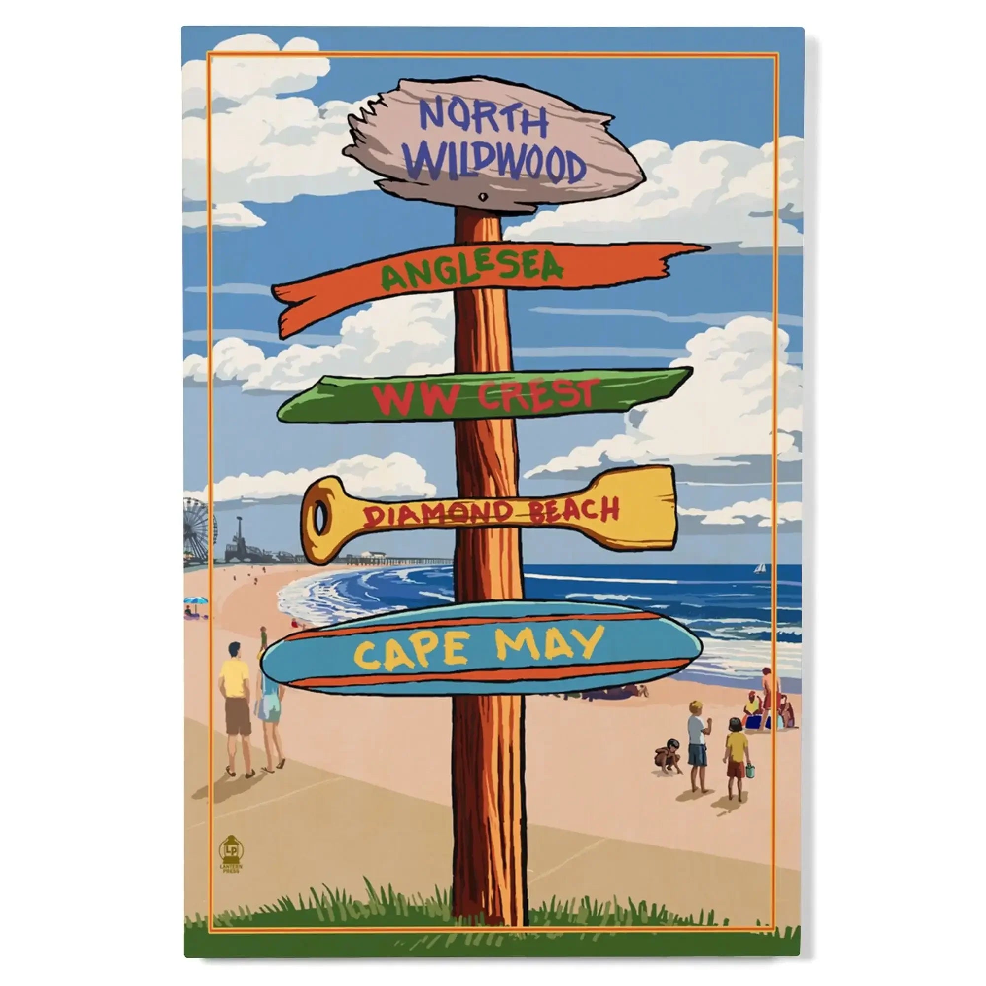 North Wildwood, New Jersey, Destinations Sign, Lantern Press