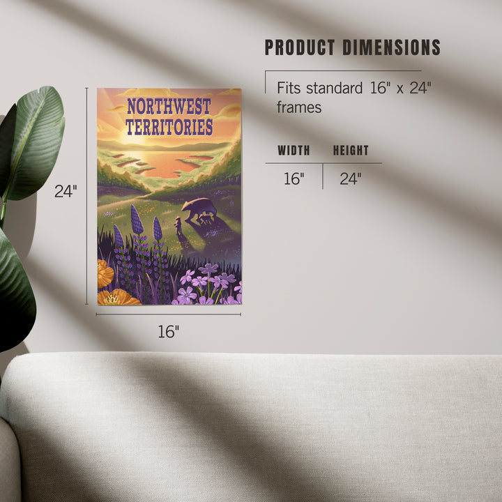 Northwest Territories, Lithograph, Bear and Spring Flowers, Lake, Art & Giclee Prints Art Lantern Press
