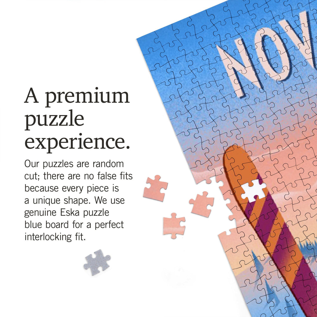 Nova Scotia, Prepare for Takeoff, Skis in Snowbank, Jigsaw Puzzle Puzzle Lantern Press