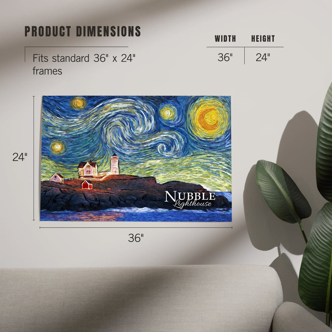 Nubble Lighthouse, Maine, Starry Night, Art & Giclee Prints Art Lantern Press