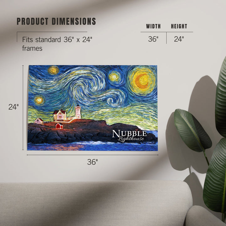 Nubble Lighthouse, Maine, Starry Night, Art & Giclee Prints Art Lantern Press