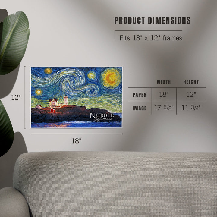 Nubble Lighthouse, Maine, Starry Night, Art & Giclee Prints Art Lantern Press