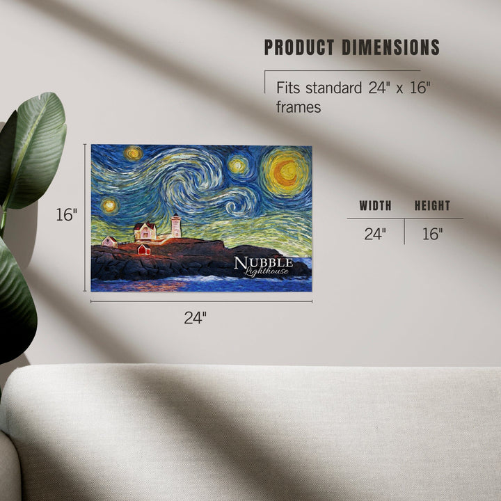 Nubble Lighthouse, Maine, Starry Night, Art & Giclee Prints Art Lantern Press