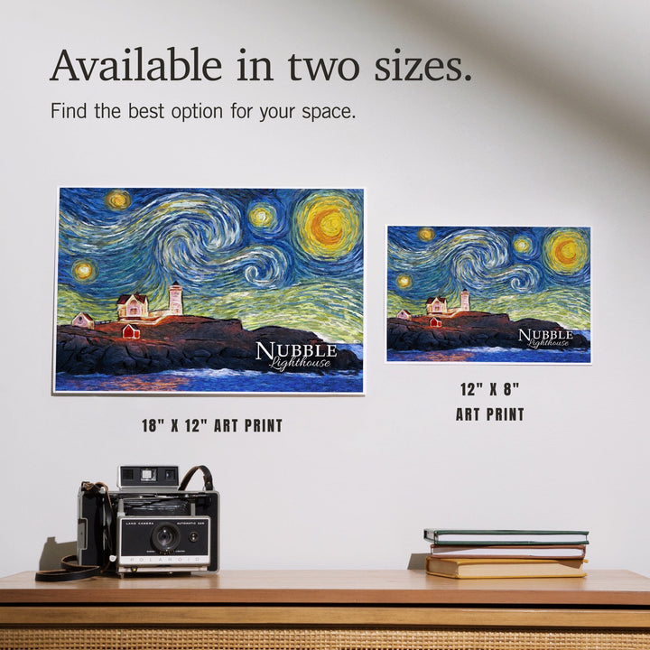 Nubble Lighthouse, Maine, Starry Night, Art & Giclee Prints Art Lantern Press