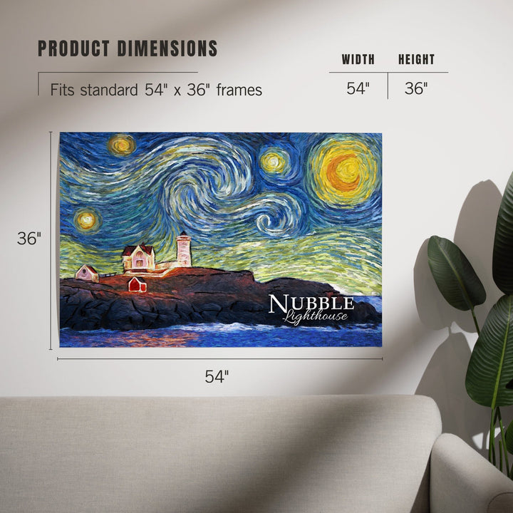 Nubble Lighthouse, Maine, Starry Night, Art & Giclee Prints Art Lantern Press