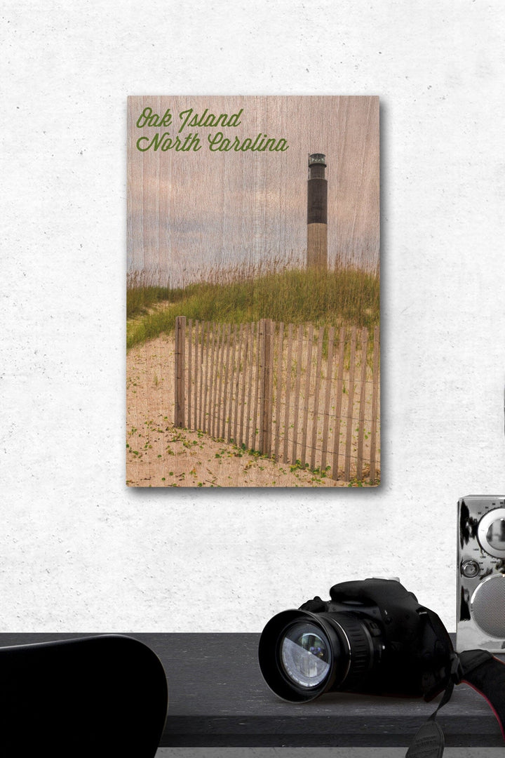 Oak Island, North Carolina, Lighthouse, Lantern Press Photography, Wood Signs and Postcards Wood Lantern Press 12 x 18 Wood Gallery Print