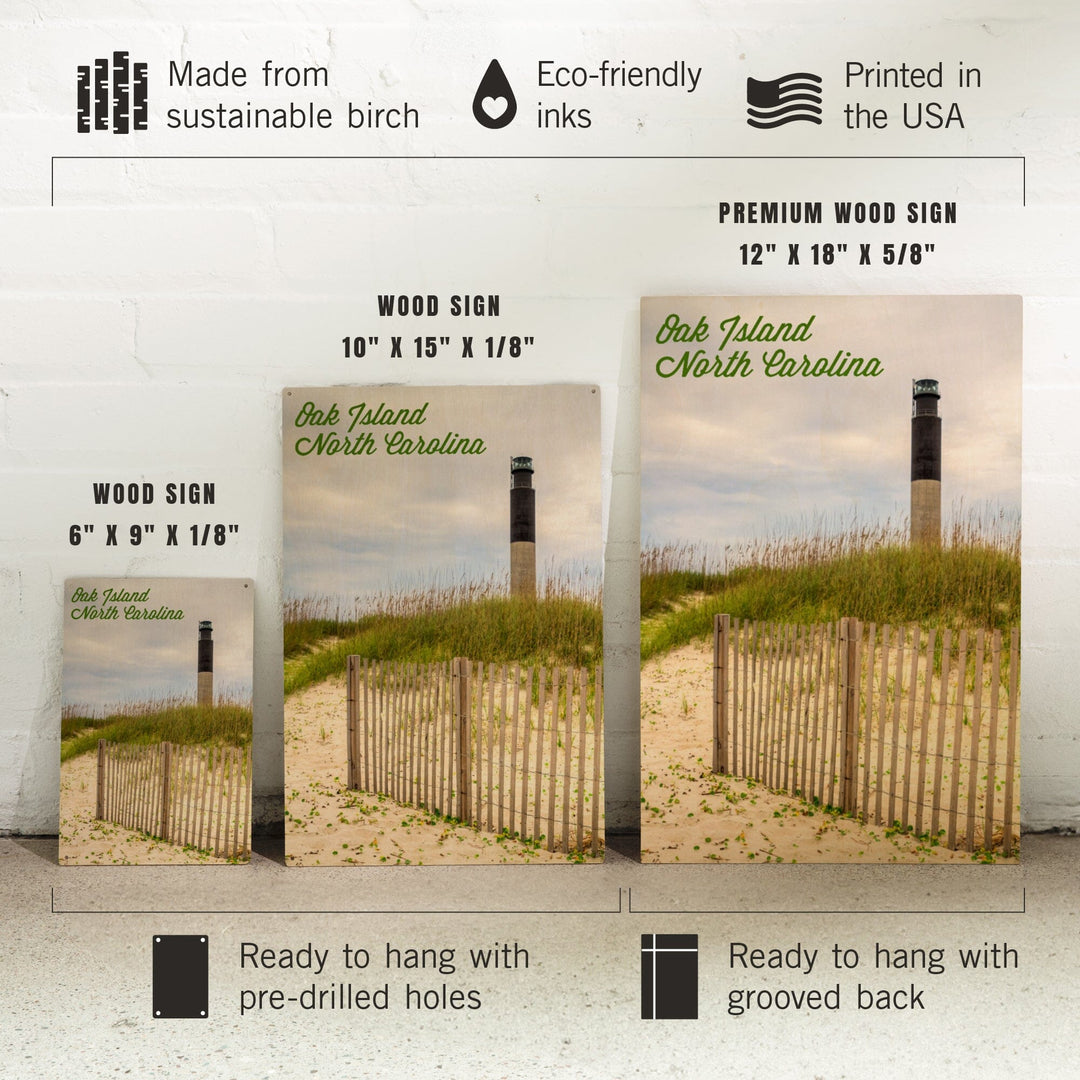 Oak Island, North Carolina, Lighthouse, Lantern Press Photography, Wood Signs and Postcards Wood Lantern Press