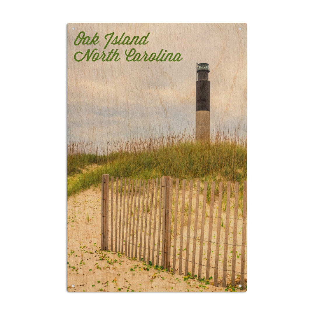 Oak Island, North Carolina, Lighthouse, Lantern Press Photography, Wood Signs and Postcards Wood Lantern Press 6x9 Wood Sign