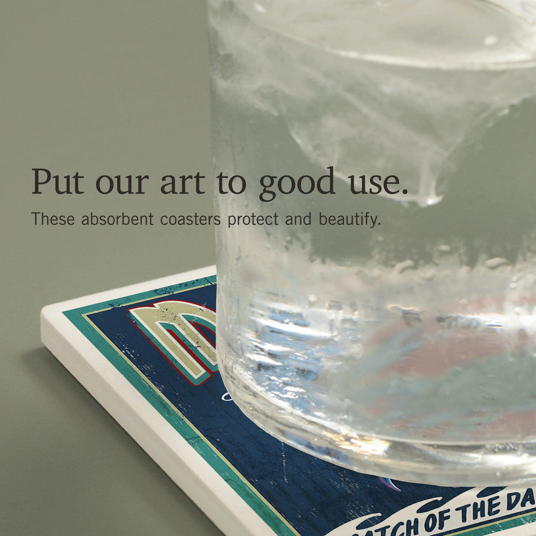 Ocean City, Maryland, Blue Crabs Vintage Sign, Coasters Coasters Lantern Press