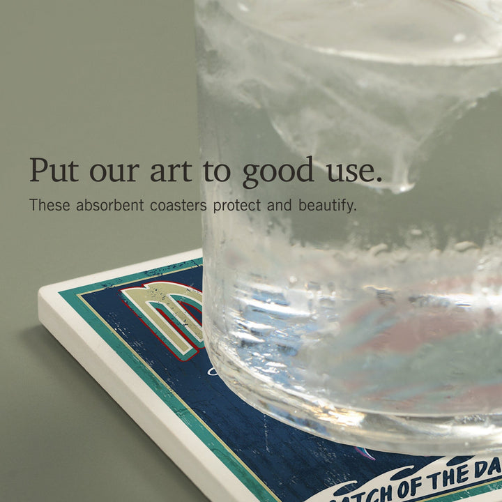 Ocean City, Maryland, Blue Crabs Vintage Sign, Coasters Coasters Lantern Press