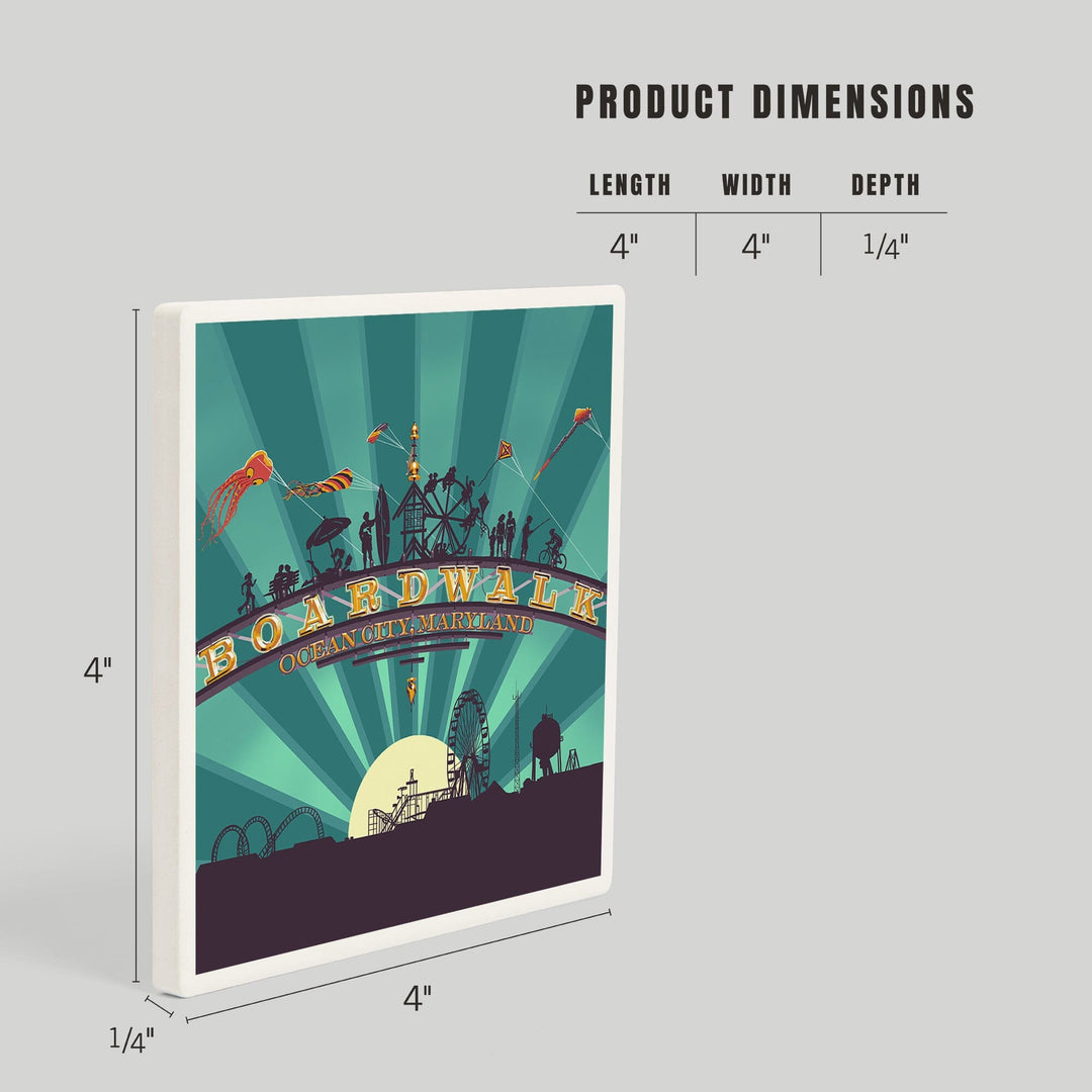 Ocean City, Maryland, Boardwalk Sign, Coasters Coasters Lantern Press