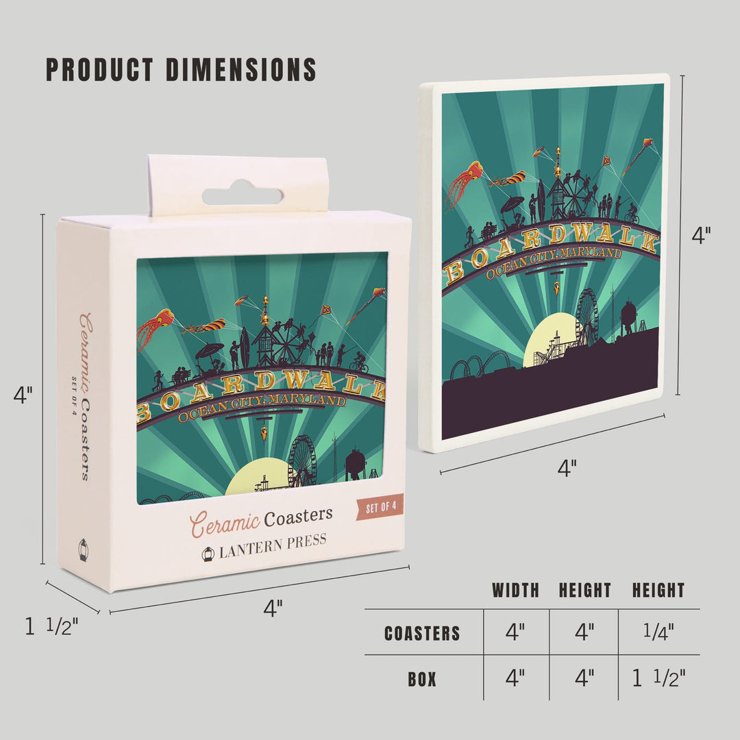 Ocean City, Maryland, Boardwalk Sign, Coasters Coasters Lantern Press