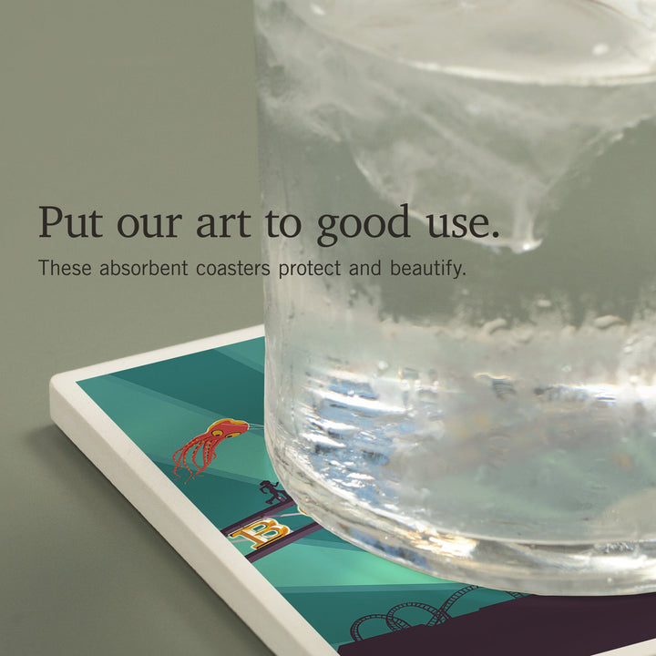 Ocean City, Maryland, Boardwalk Sign, Coasters Coasters Lantern Press