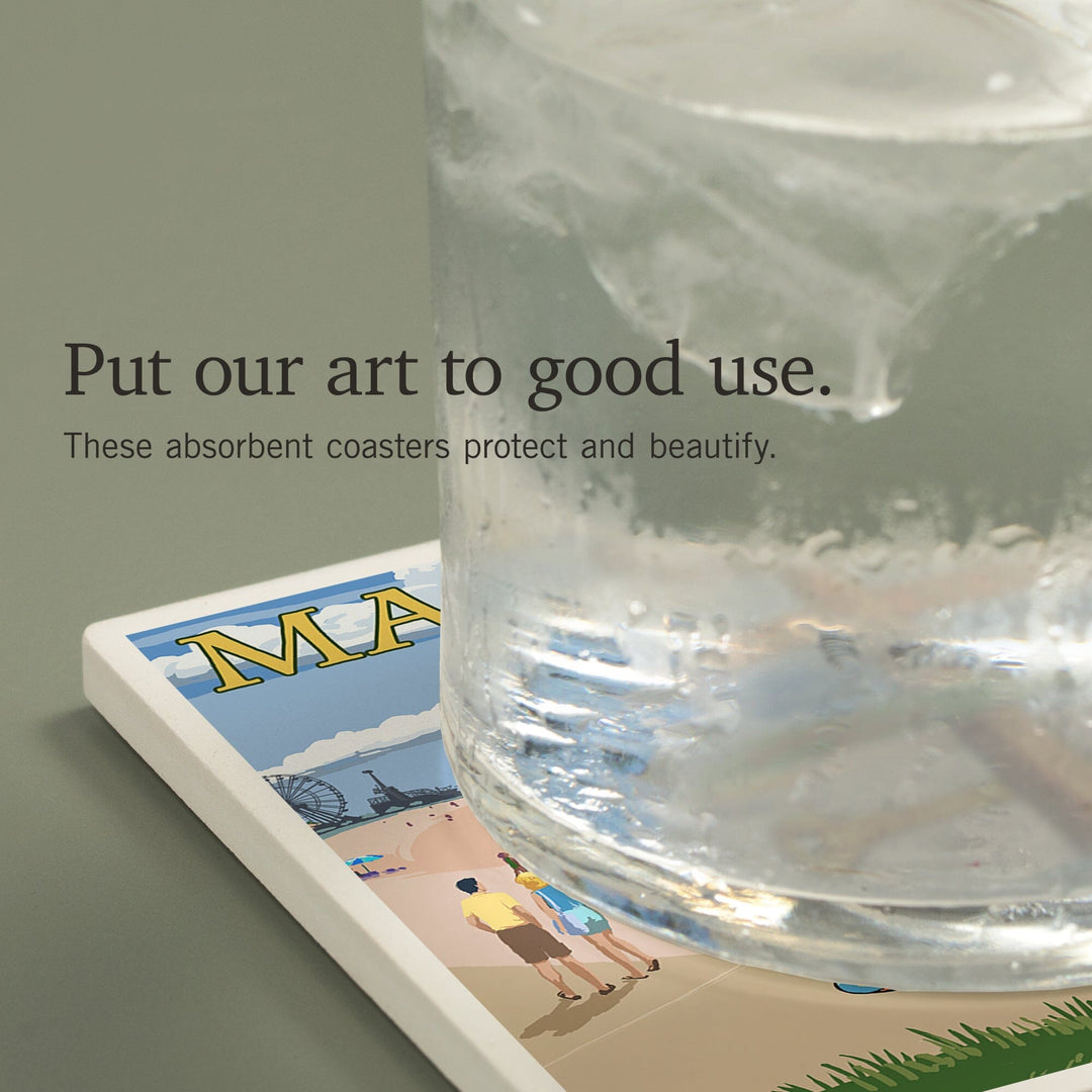 Ocean City, Maryland, Destinations Sign, Coasters Coasters Lantern Press