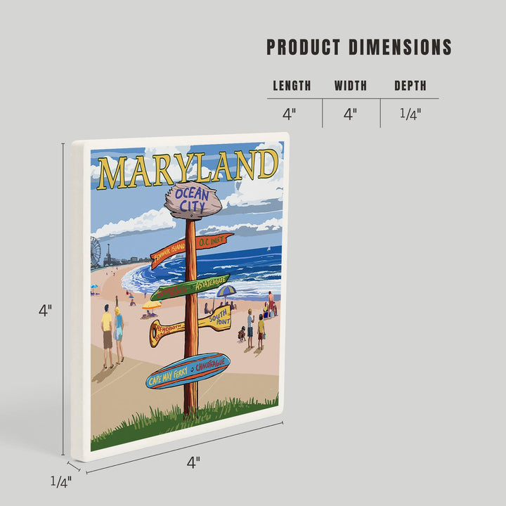 Ocean City, Maryland, Destinations Sign, Coasters Coasters Lantern Press
