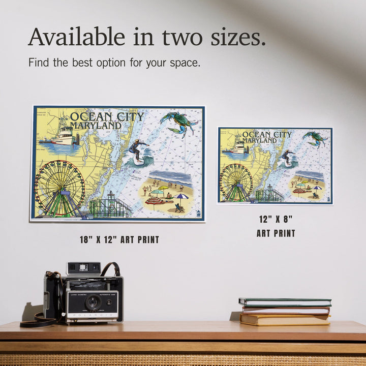 Ocean City, Maryland, Nautical Chart, Art & Giclee Prints Art Lantern Press