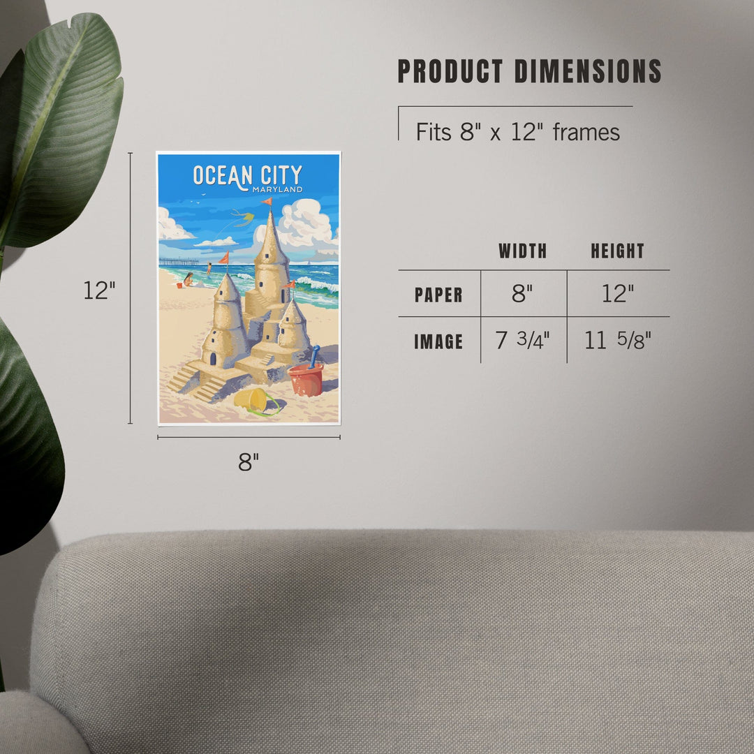 Ocean City, Maryland, Painterly, Soak Up Summer, Sand Castle, Art & Giclee Prints Art Lantern Press