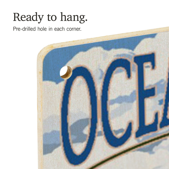Ocean City, New Jersey, Destination Signpost (#2), Lantern Press Artwork, Wood Signs and Postcards Wood Lantern Press