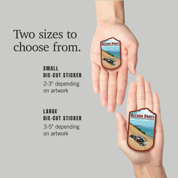 Oceano Dunes, California, Sand Dunes, Contour, Lantern Press Artwork, Vinyl Sticker Sticker Lantern Press