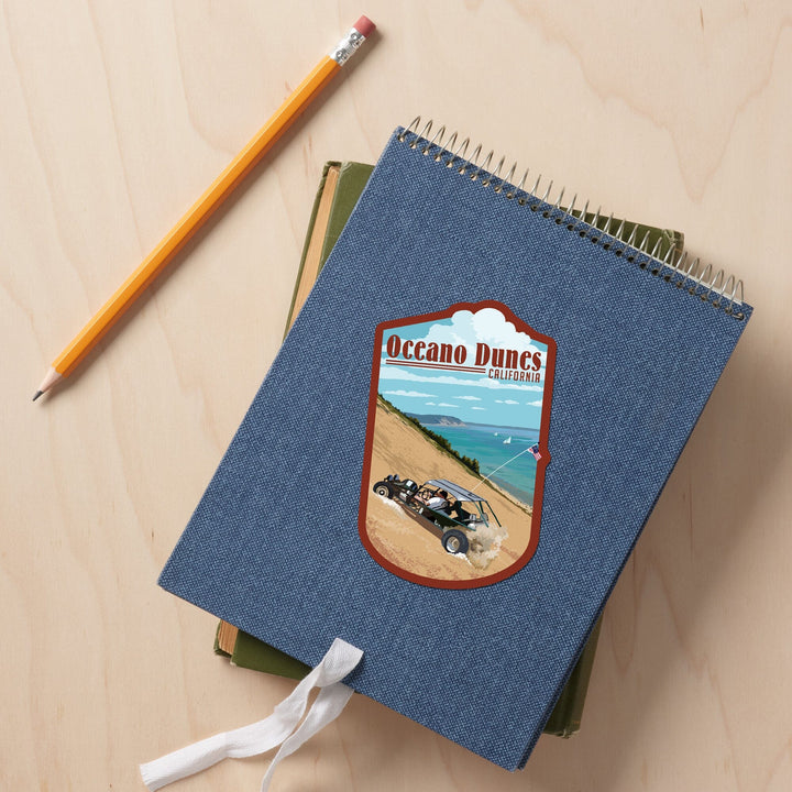 Oceano Dunes, California, Sand Dunes, Contour, Lantern Press Artwork, Vinyl Sticker Sticker Lantern Press