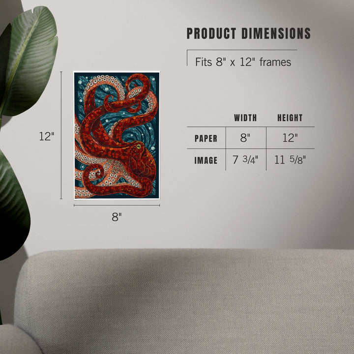 Octopus, Paper Mosaic, Art & Giclee Prints Art Lantern Press