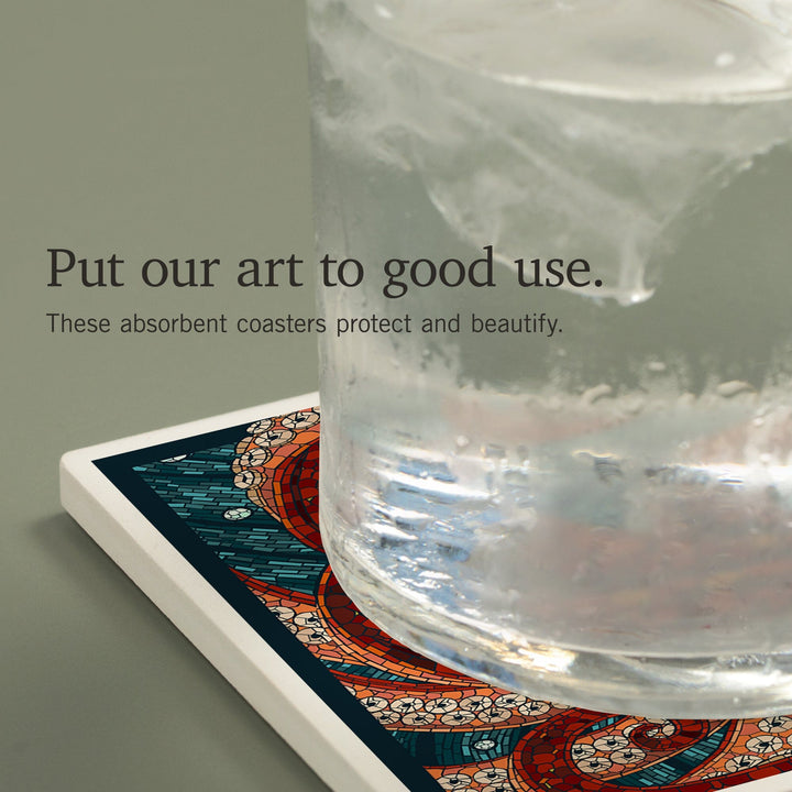 Octopus, Paper Mosaic, Coasters Coasters Lantern Press