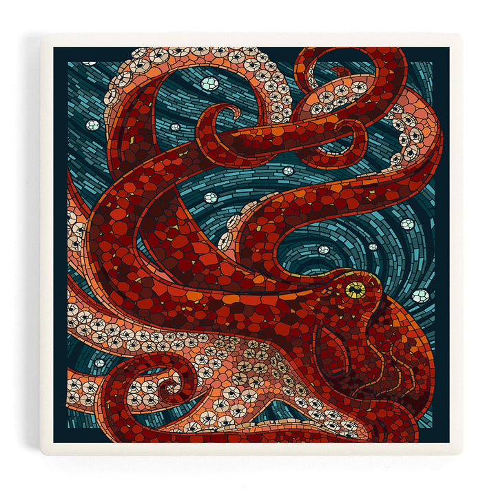 Octopus, Paper Mosaic, Coasters Coasters Lantern Press Coaster
