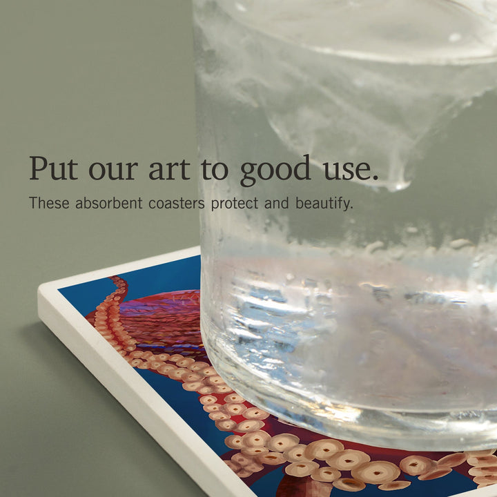 Octopus (Red), Coasters Coasters Lantern Press