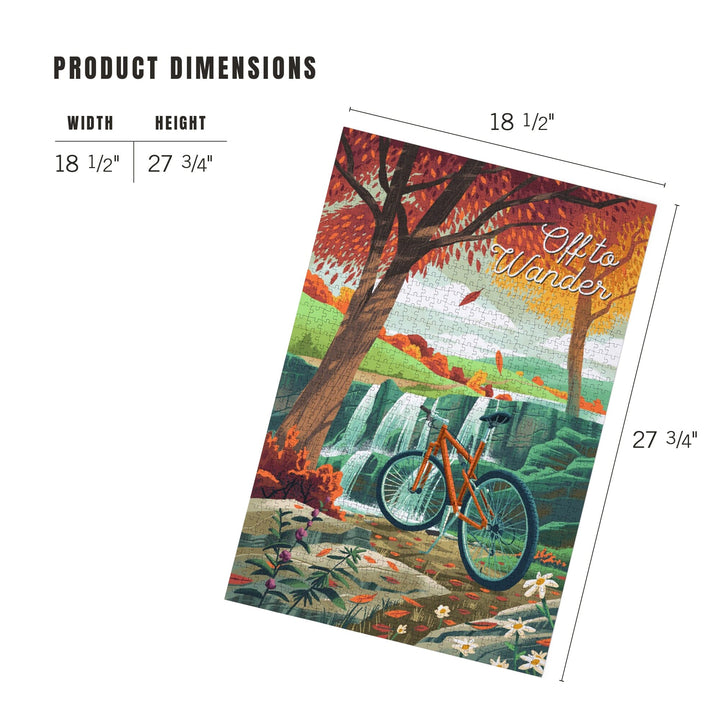 Off To Wander, Cycling with Hills, Fall Colors, Jigsaw Puzzle Puzzle Lantern Press