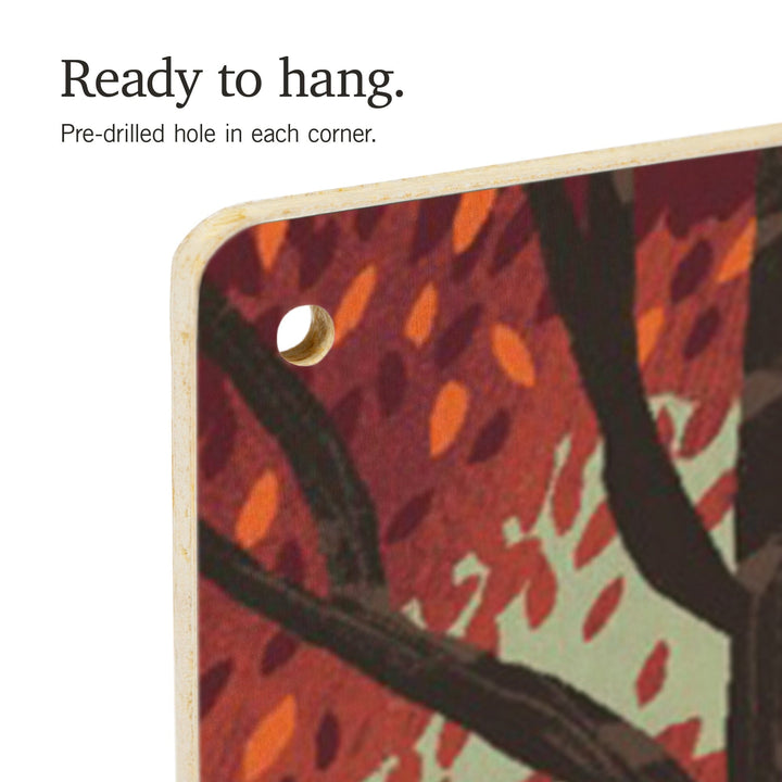 Off To Wander, Cycling with Hills, Fall Colors, Wood Signs and Postcards Wood Lantern Press