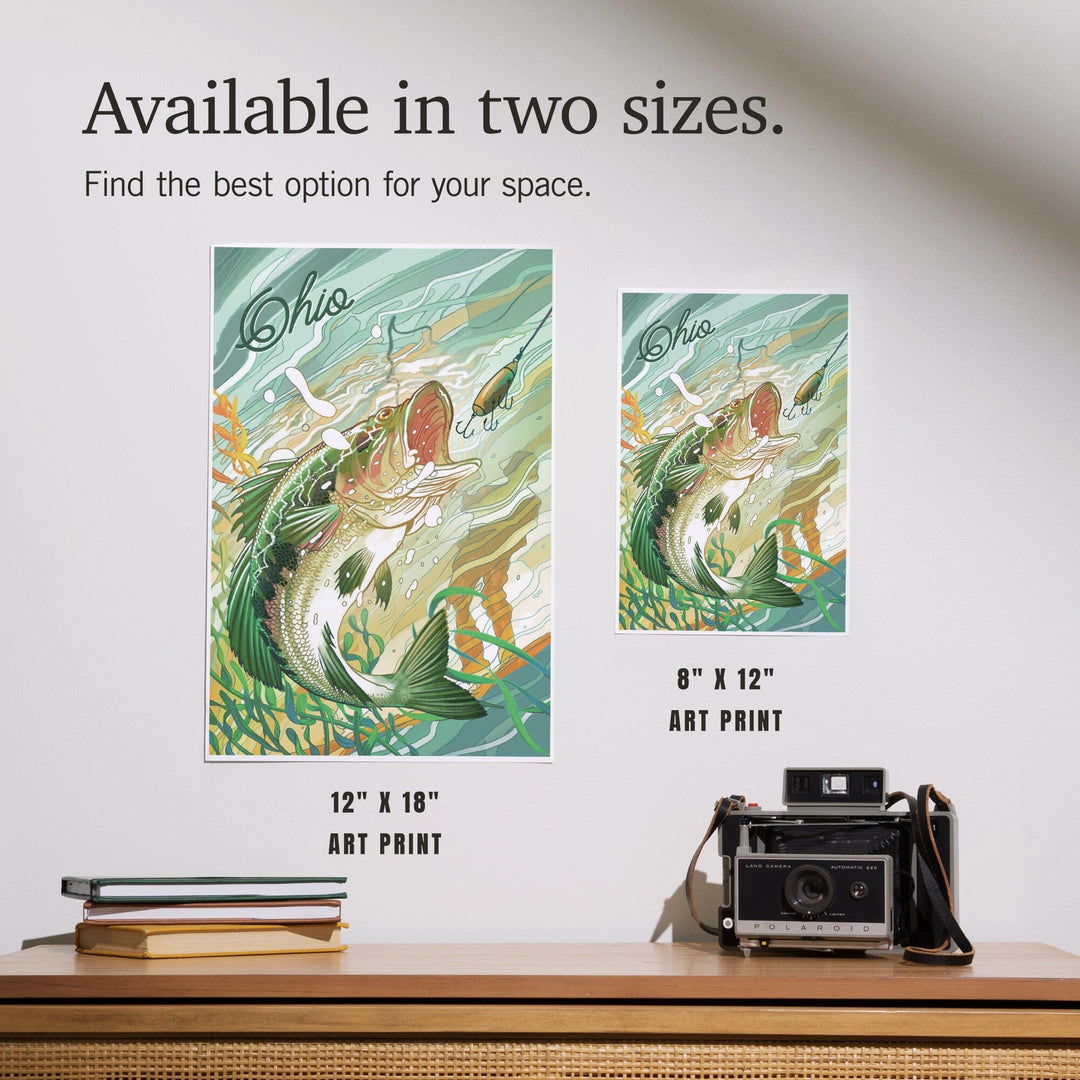 Ohio, Fish All Day, Bass, Art & Giclee Prints Art Lantern Press