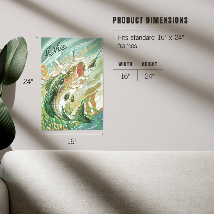Ohio, Fish All Day, Bass, Art & Giclee Prints Art Lantern Press