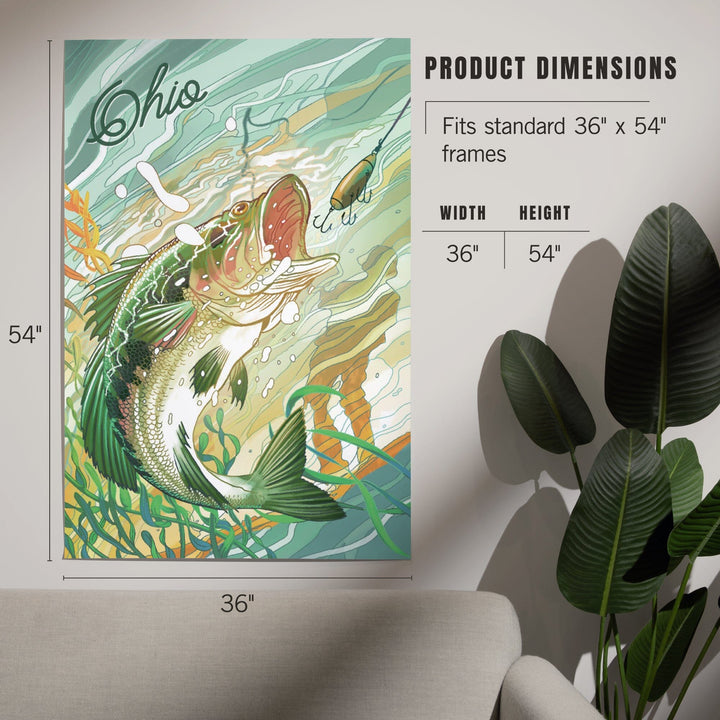 Ohio, Fish All Day, Bass, Art & Giclee Prints Art Lantern Press