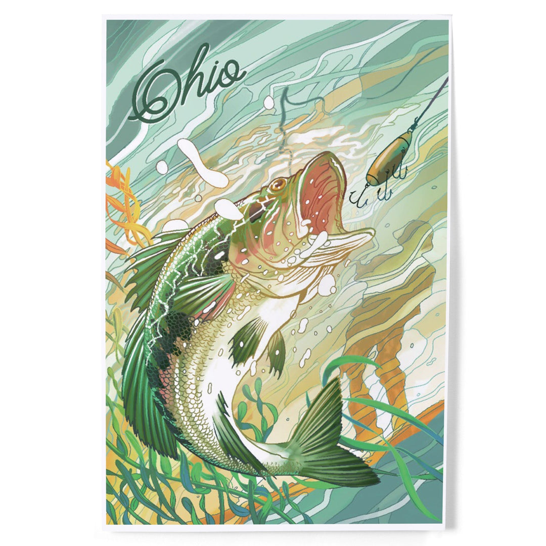 Ohio, Fish All Day, Bass, Art & Giclee Prints Art Lantern Press