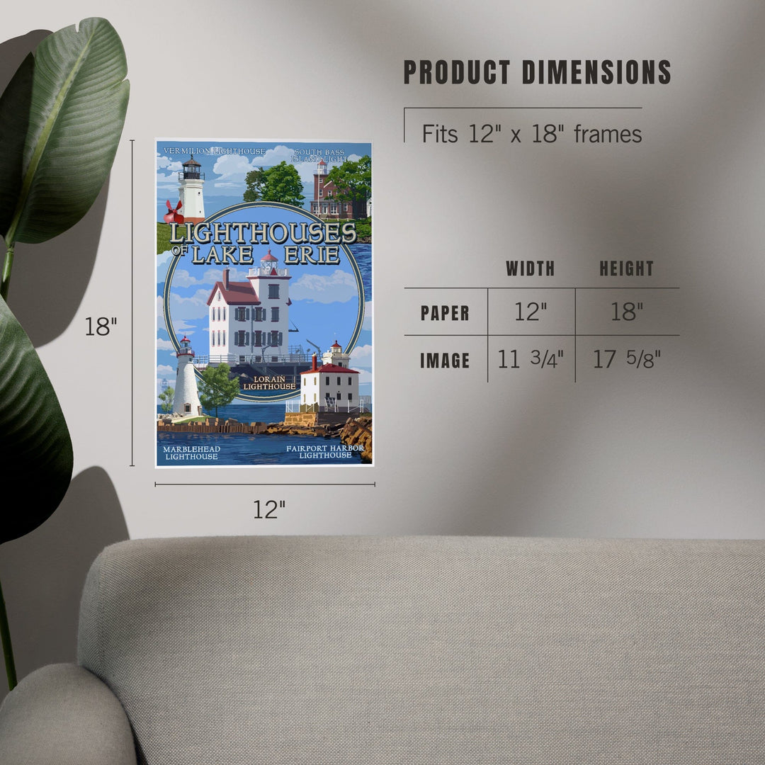 Ohio, Lorain Lighthouse, The Lighthouses of Lake Erie, Art & Giclee Prints Art Lantern Press