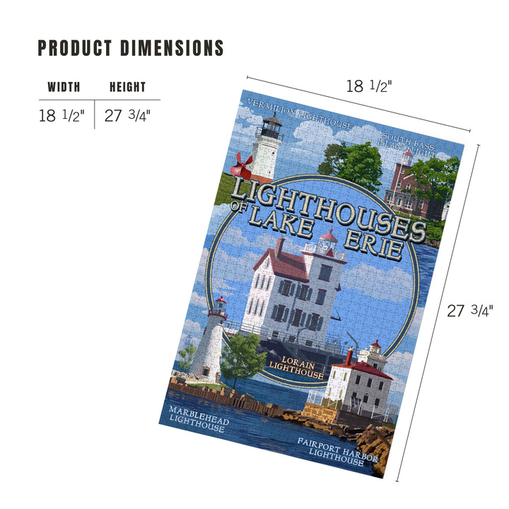 Ohio, Lorain Lighthouse, The Lighthouses of Lake Erie, Jigsaw Puzzle Puzzle Lantern Press