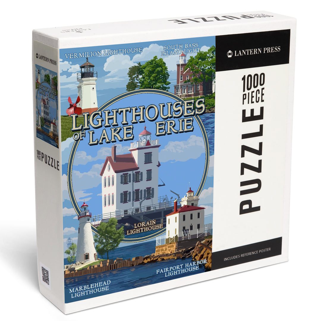 Ohio, Lorain Lighthouse, The Lighthouses of Lake Erie, Jigsaw Puzzle Puzzle Lantern Press