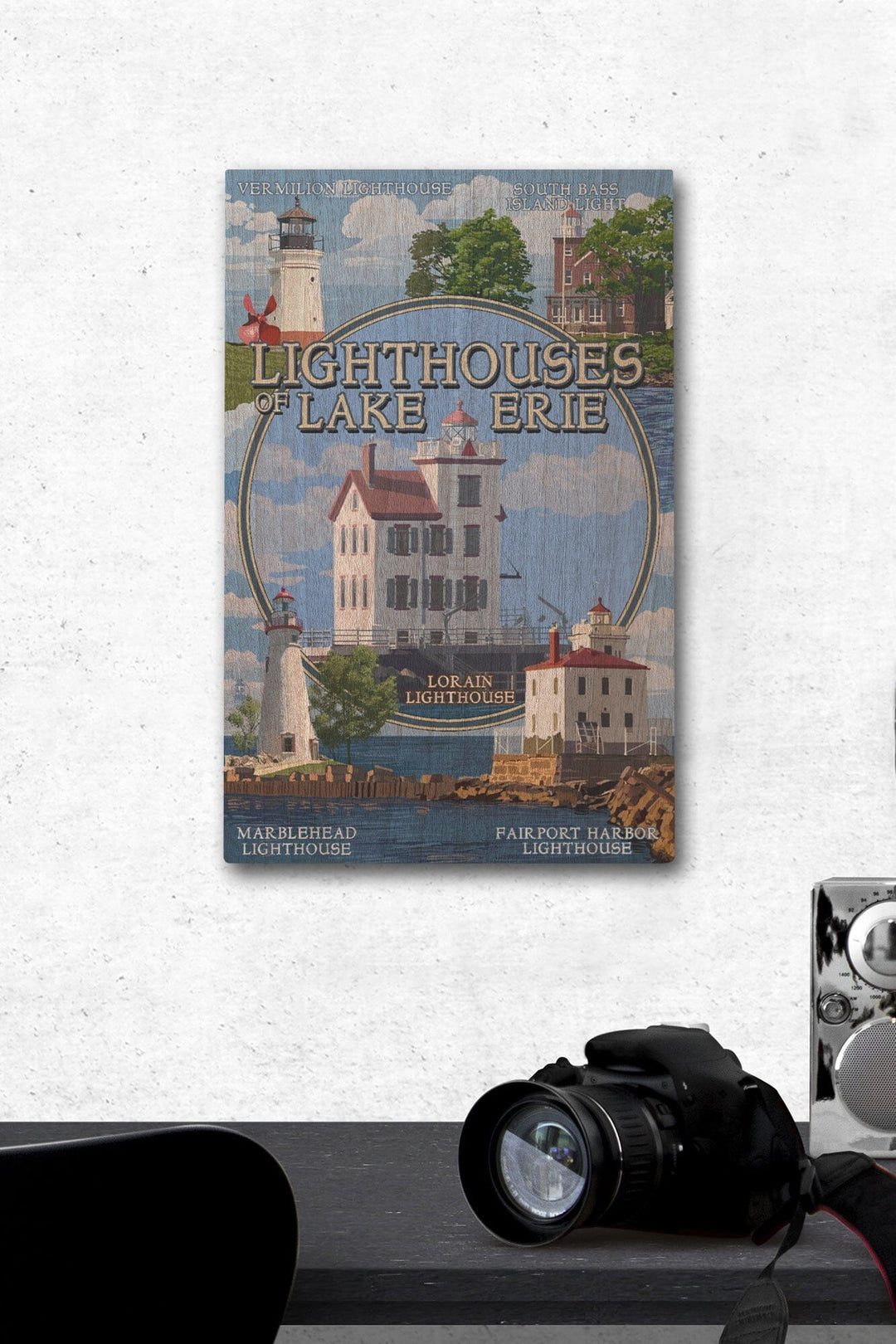 Ohio, Lorain Lighthouse, The Lighthouses of Lake Erie, Lantern Press Artwork, Wood Signs and Postcards Wood Lantern Press 12 x 18 Wood Gallery Print