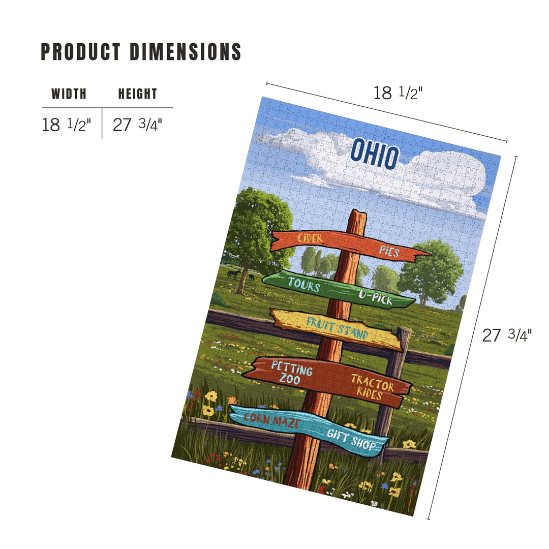 Ohio, Signpost, Orchard, Jigsaw Puzzle Puzzle Lantern Press